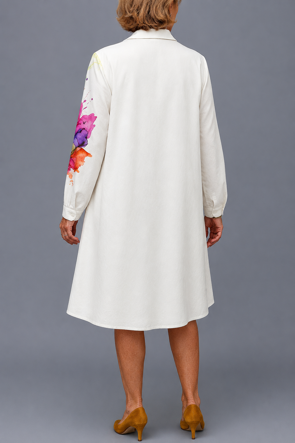 Robe midi sophistiquée Bridget, vue de dos – Valloro Paris