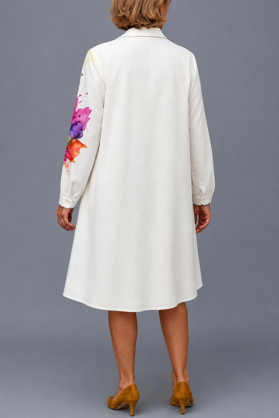 Robe midi sophistiquée Bridget, vue de dos – Valloro Paris
