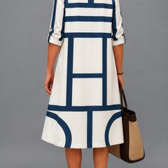 Robe midi élégante Sienna, vue de dos – Valloro Paris