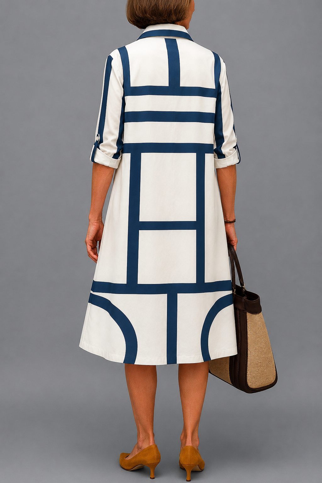 Robe midi élégante Sienna, vue de dos – Valloro Paris