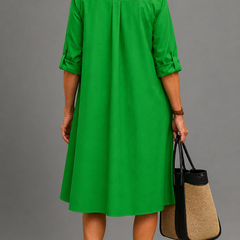 Robe midi élégante Clara, vue de dos – Valloro Paris