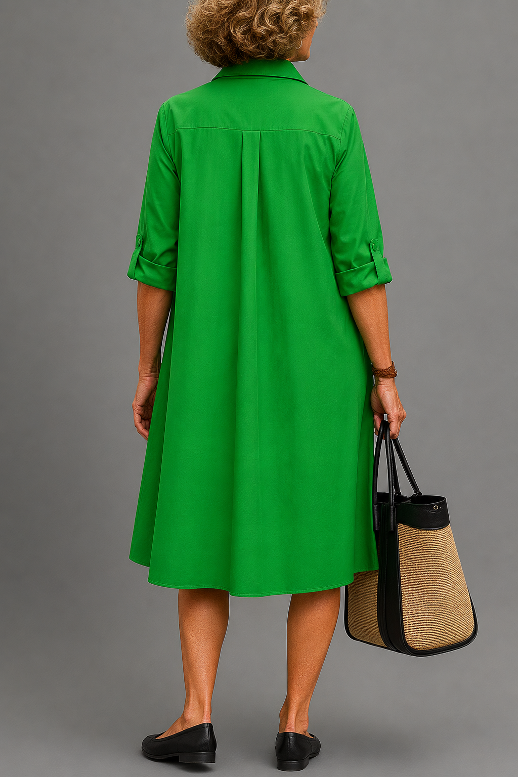Robe midi élégante Clara, vue de dos – Valloro Paris