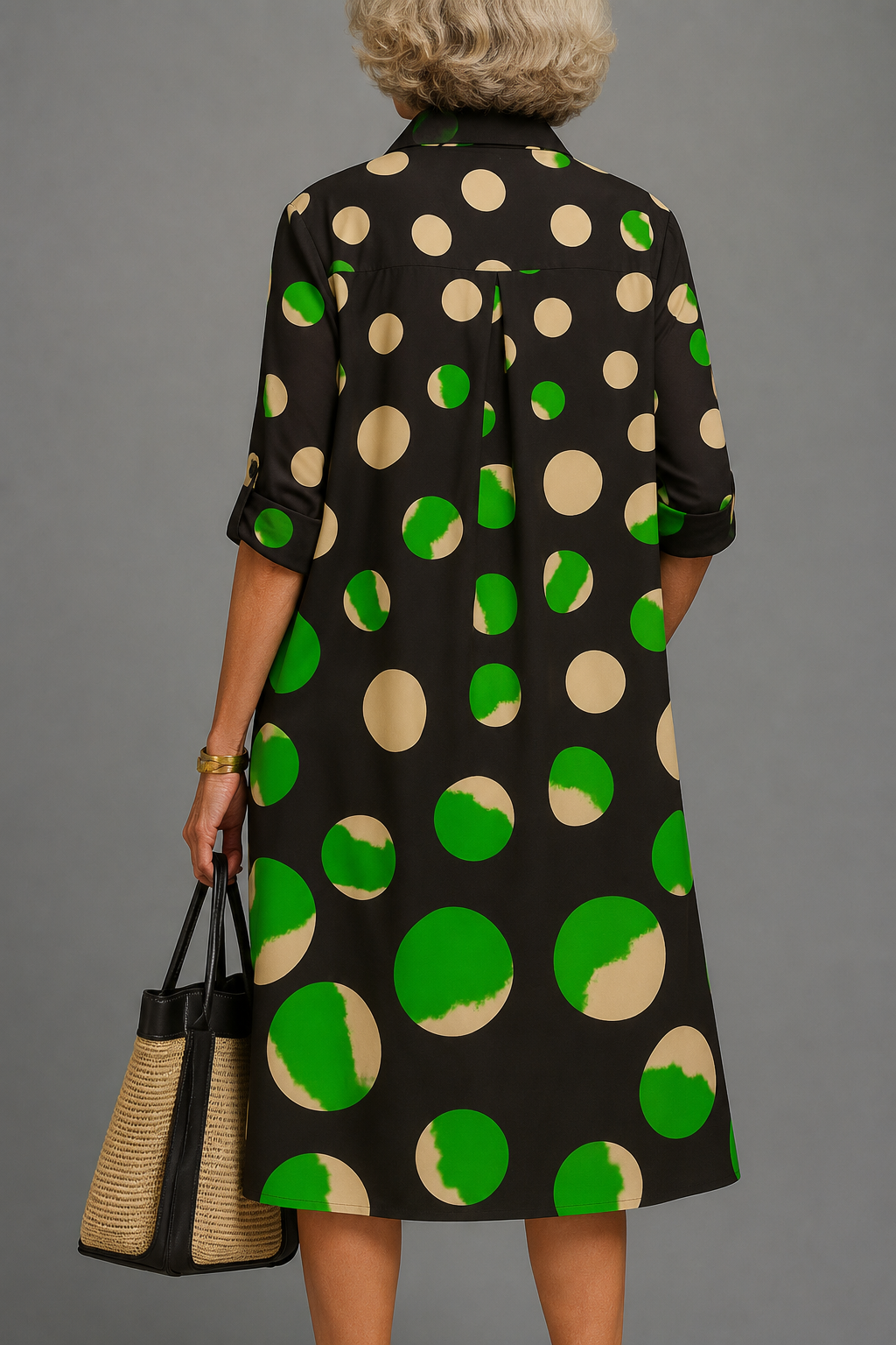 Robe midi sophistiquée Loretta, vue de dos – Valloro Paris