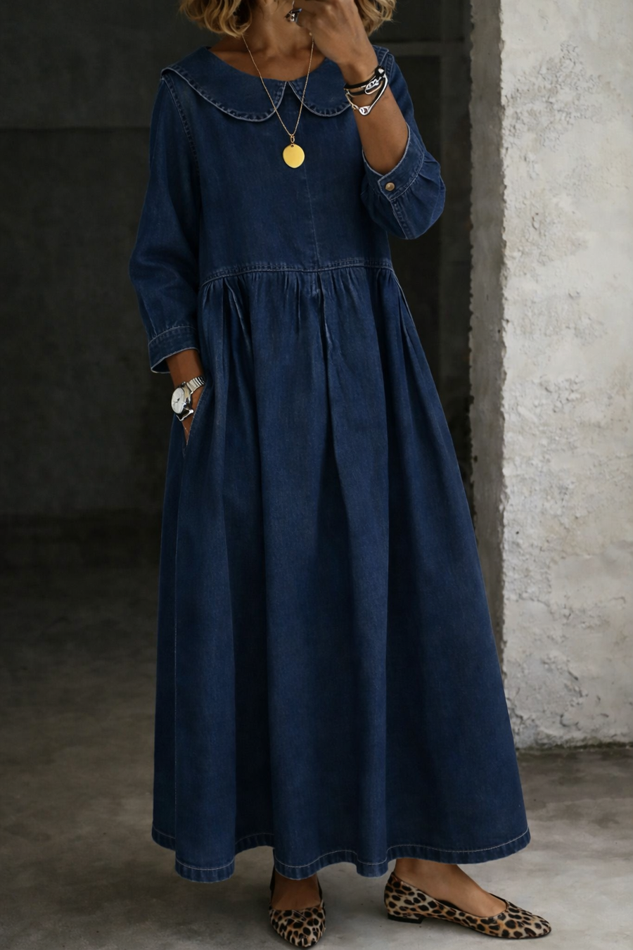 Clara | Robe en jean à col Peter Pan
