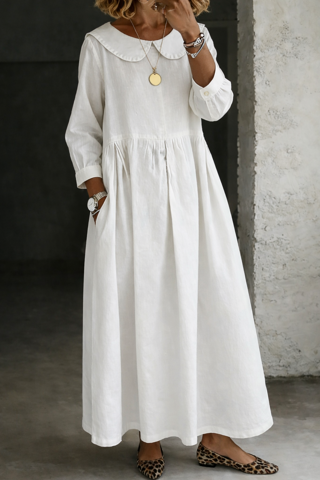 Clara | Robe en jean à col Peter Pan
