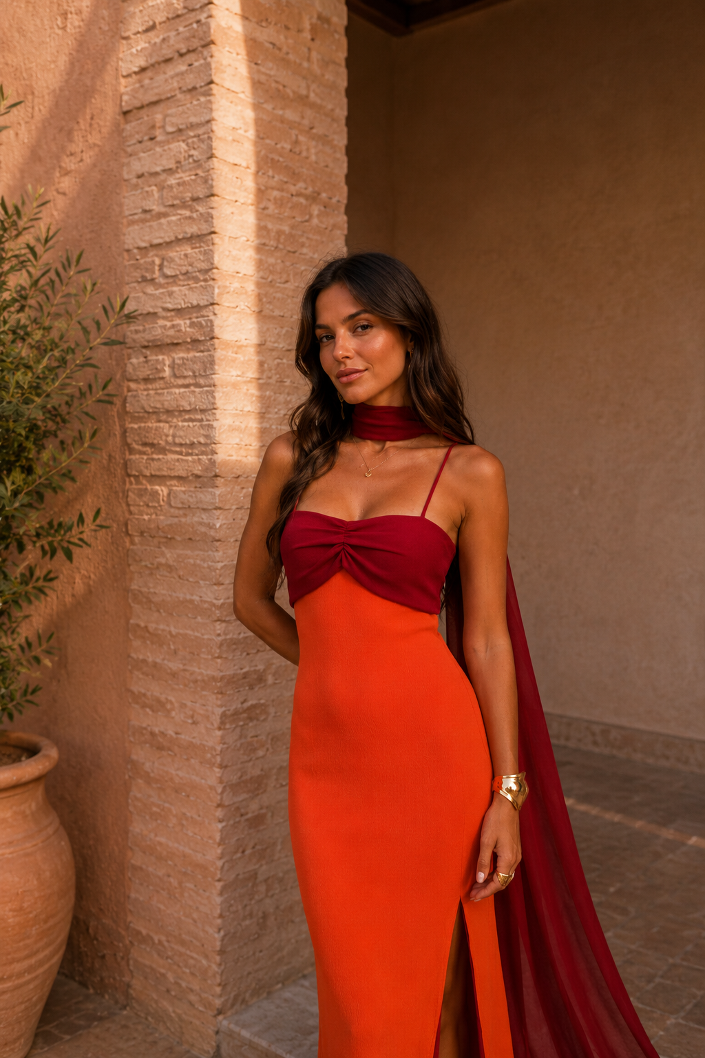 Robe fluide à imprimé flamboyant, édition limitée Valentina, gros plan sur la coupe – Valloro Paris