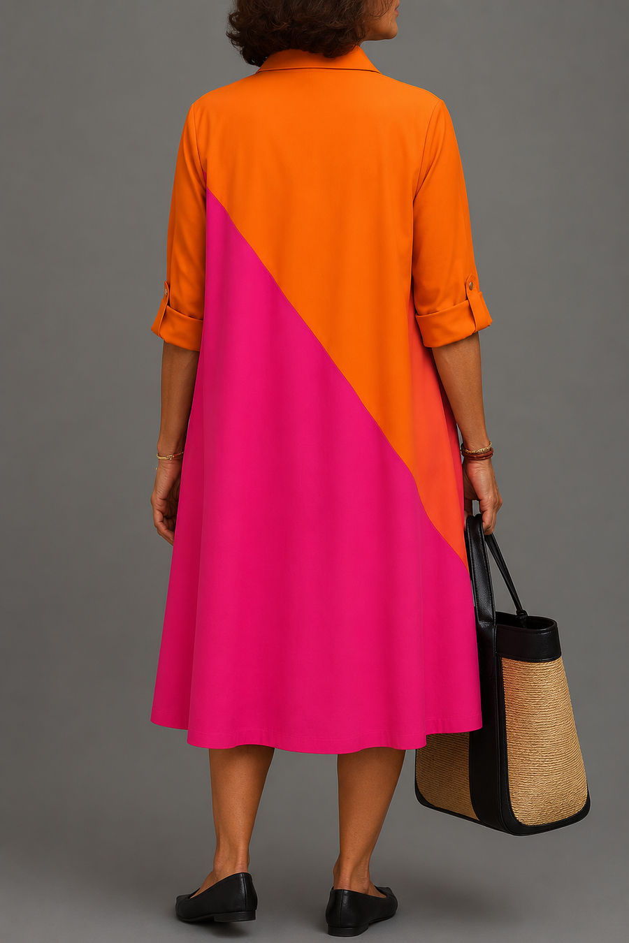 Robe midi confortable Sabrina, vue de dos – Valloro Paris