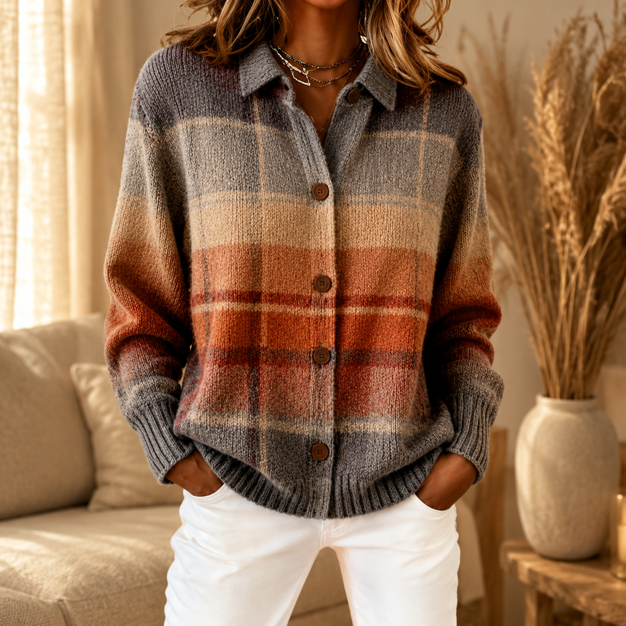 Elise™ | Cardigan en maille à carreaux