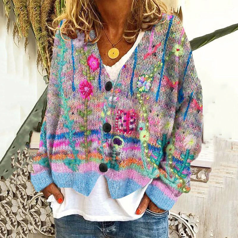 Clara Duval | Cardigan en maille florale boutonné