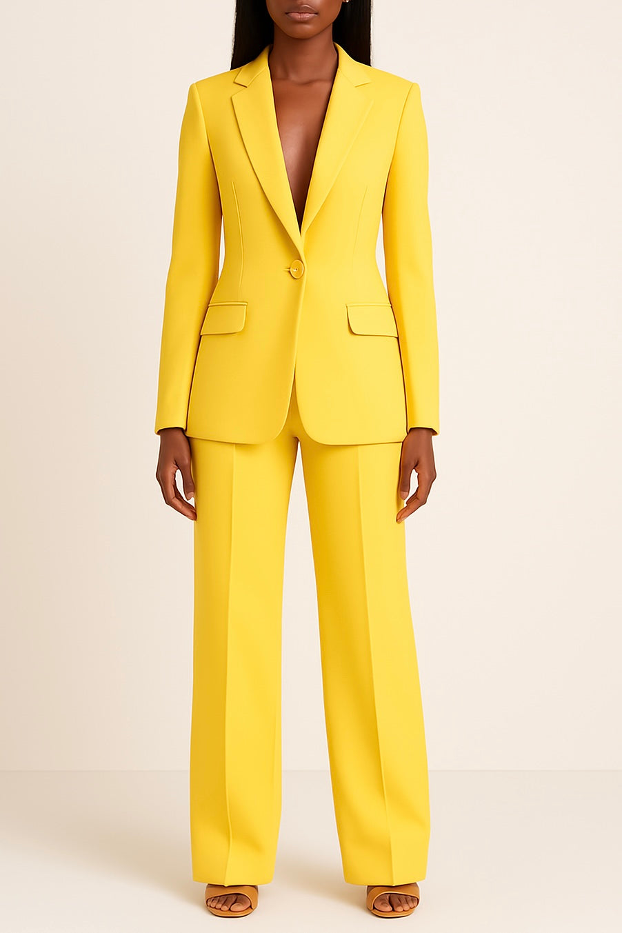 Tailleur formel bleu céleste Ella, vue de profil – Valloro Paris