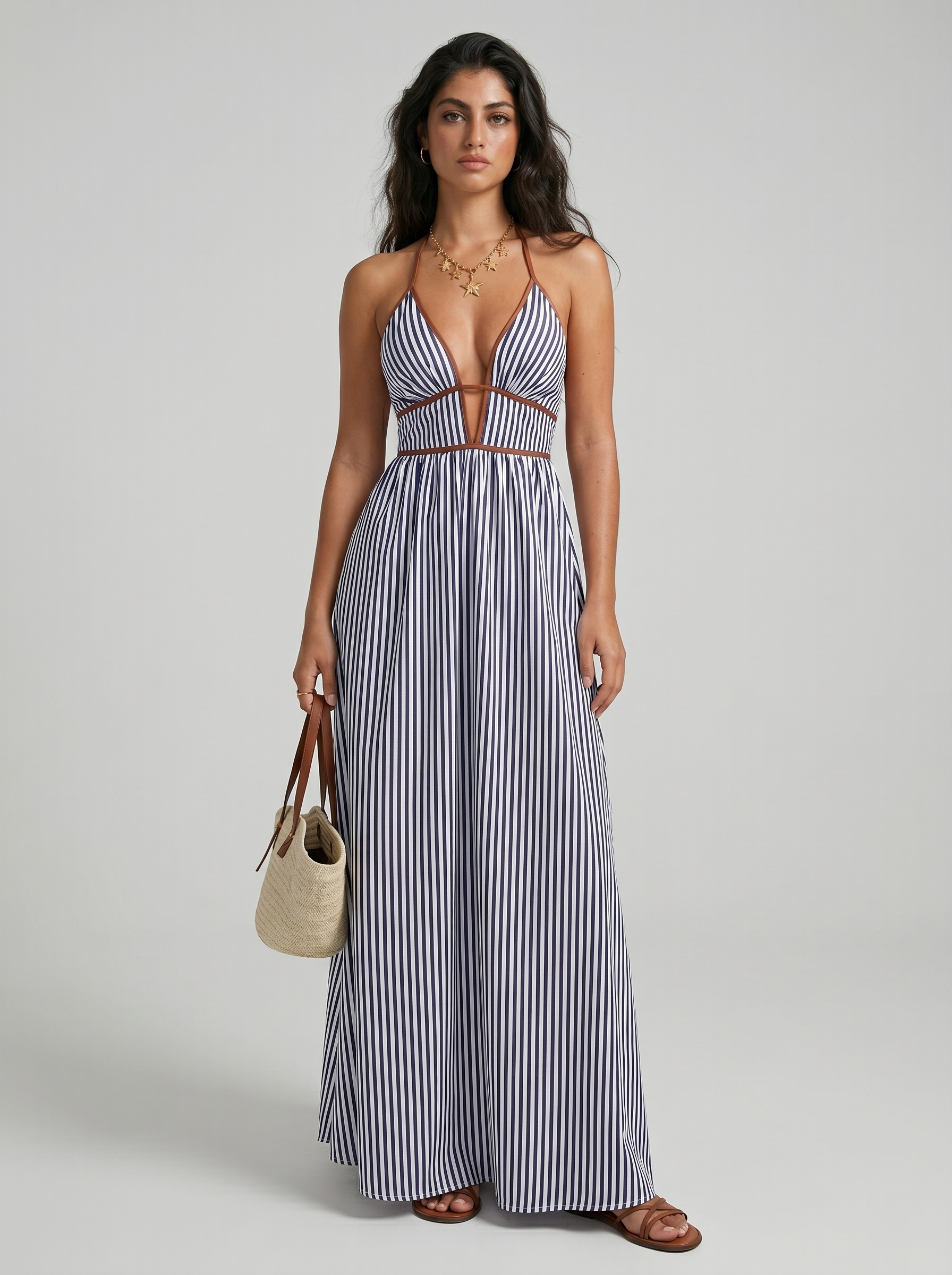 Robe longue d'été Reme, gros plan sur la coupe (photo 17) – Valloro Paris