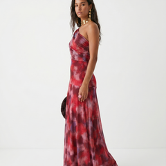 Robe longue élégante et simple Carla, détail du tissu – Valloro Paris