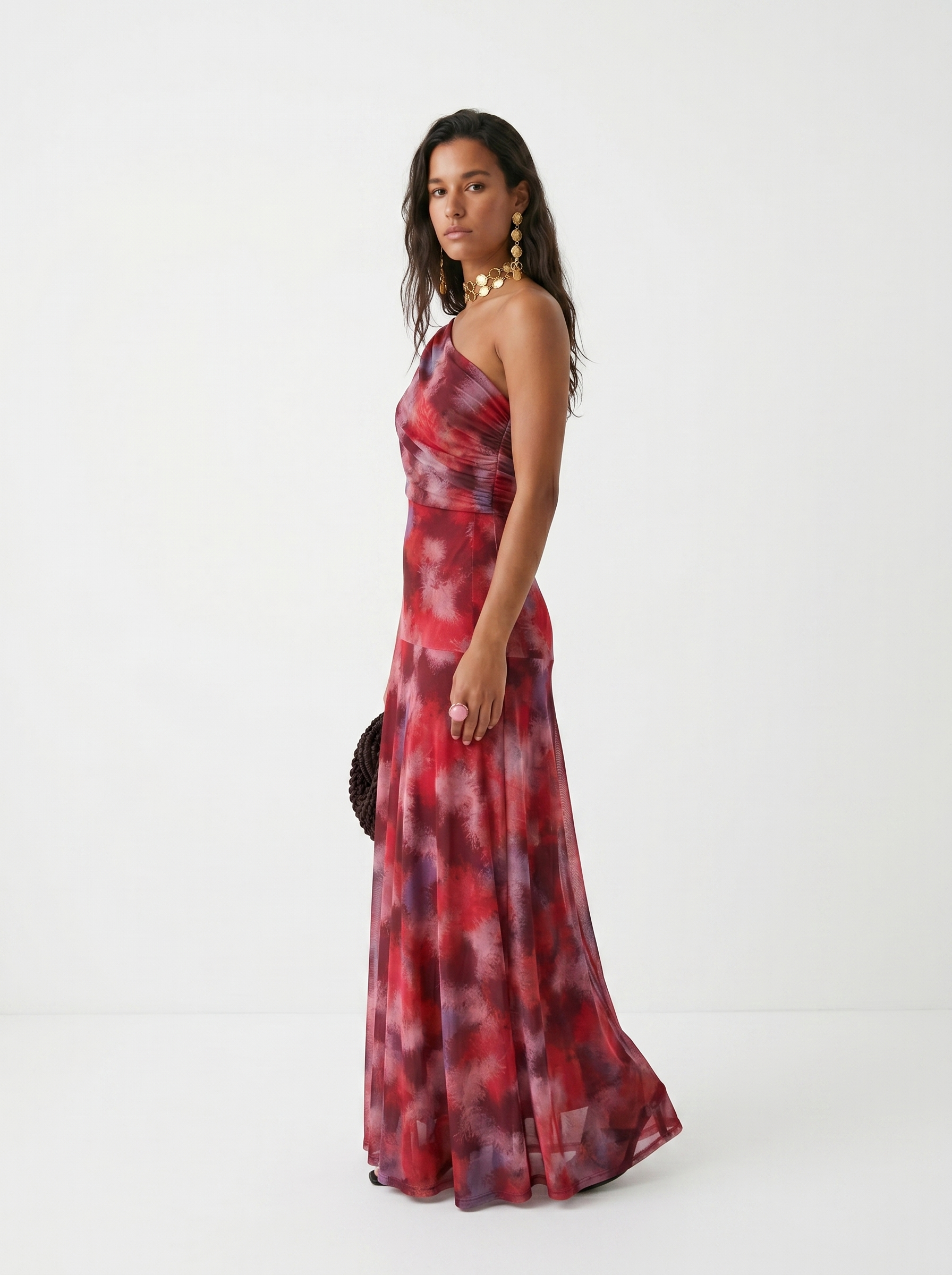 Robe longue élégante et simple Carla, détail du tissu – Valloro Paris