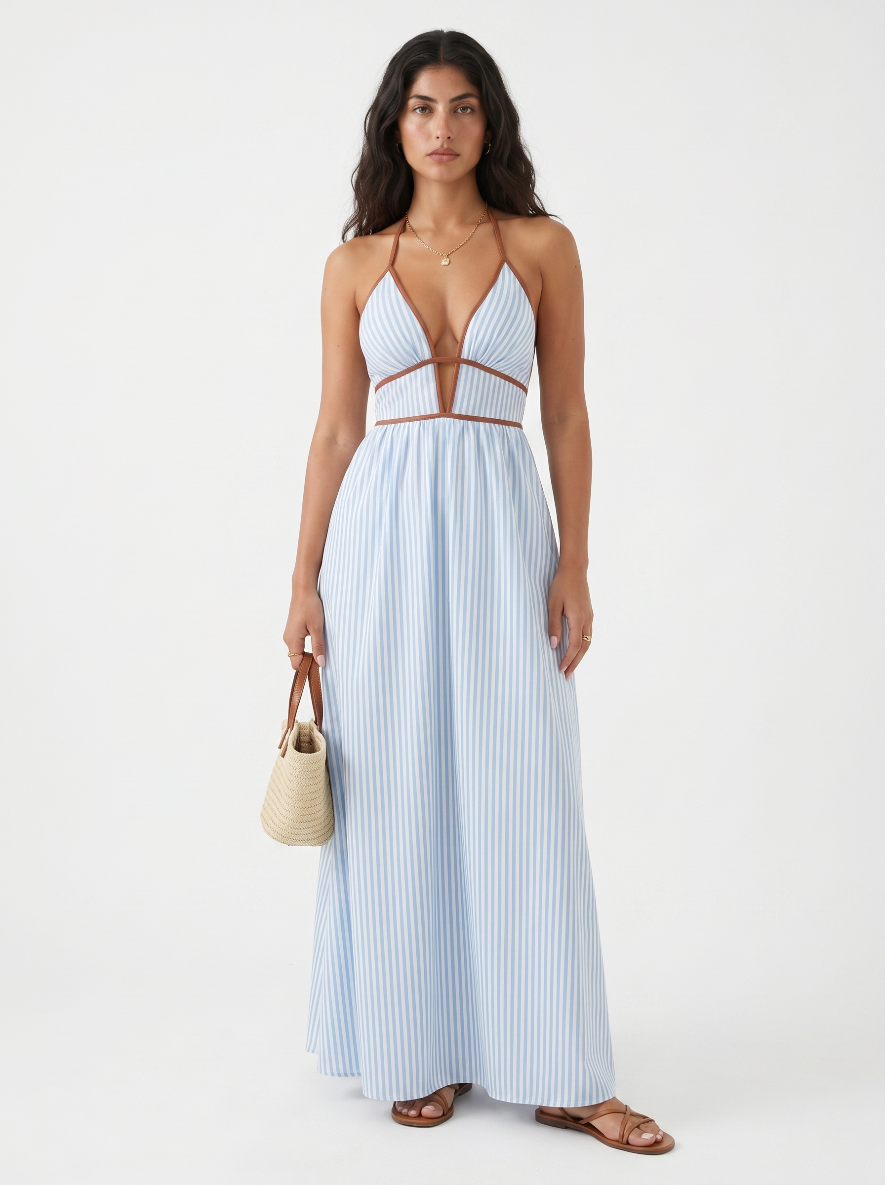 Robe longue d'été Reme, vue de face – Valloro Paris