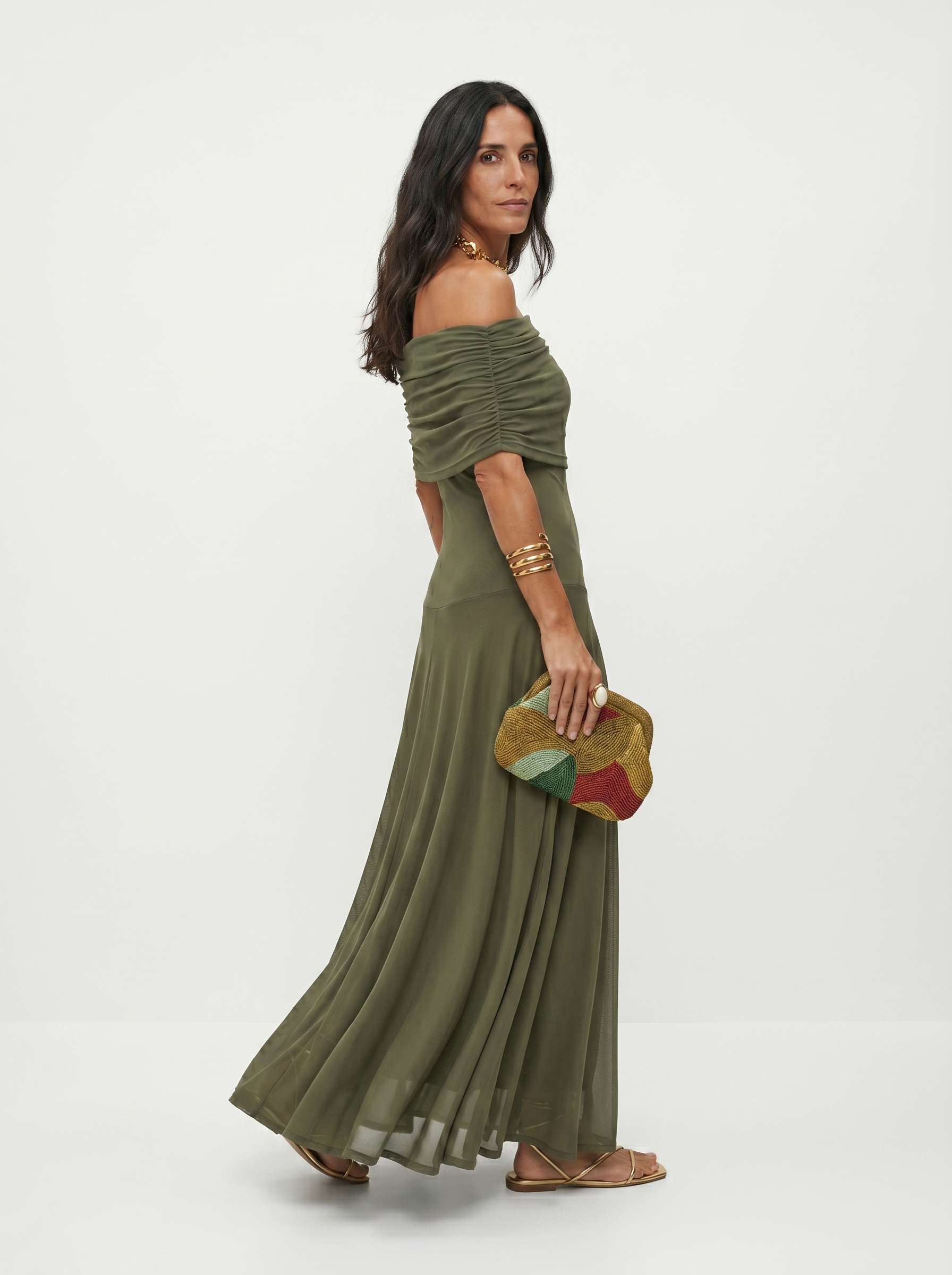 Robe longue élégante et simple Carla, détail du tissu (photo 16) – Valloro Paris