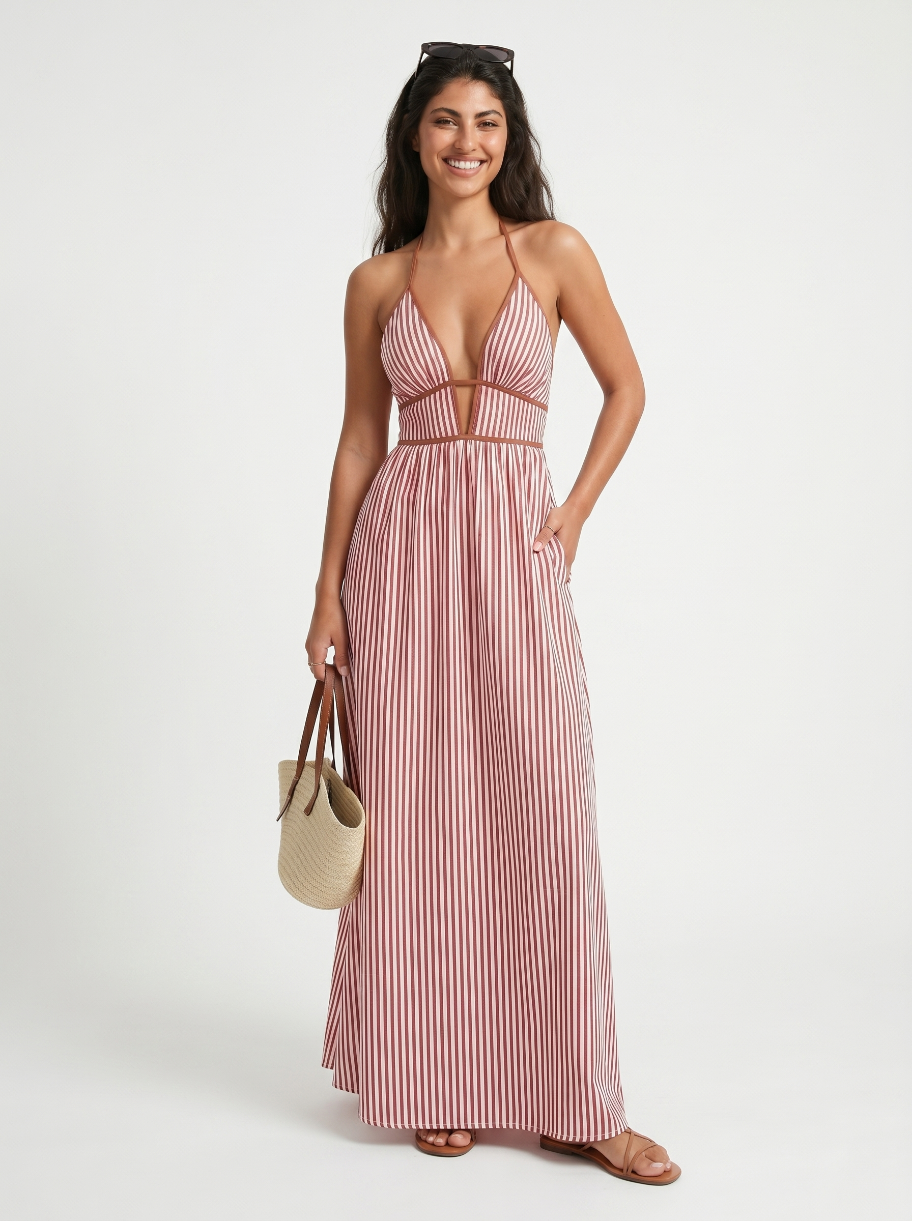 Robe longue d'été Reme, vue rapprochée – Valloro Paris