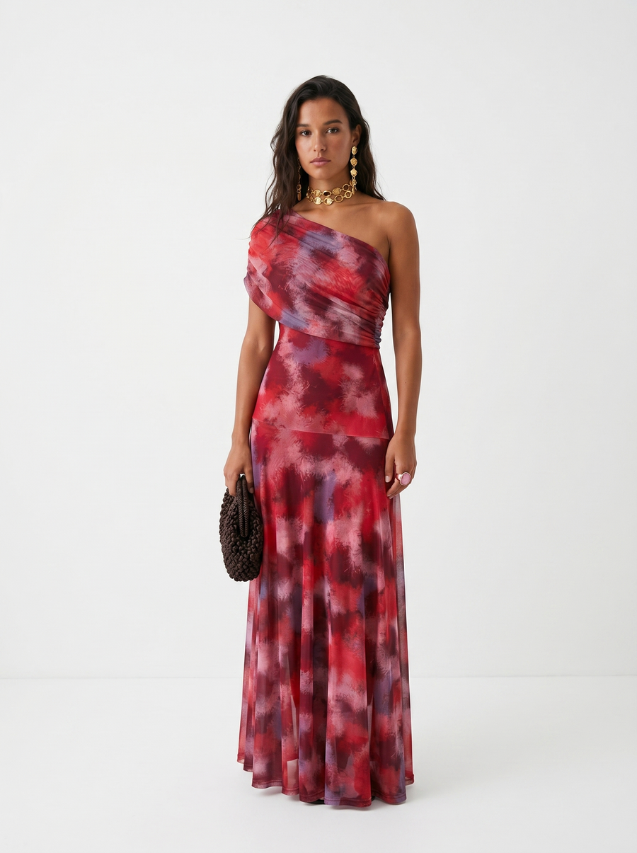 Robe longue élégante et simple Carla, vue de dos – Valloro Paris