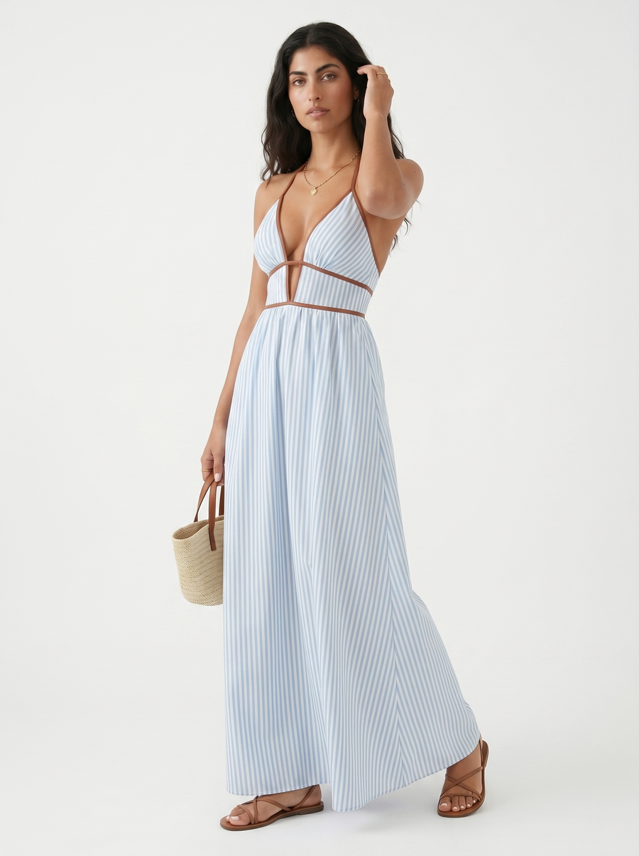 Robe longue d'été Reme, vue de dos – Valloro Paris