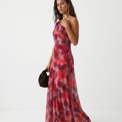 Robe longue élégante et simple Carla, vue de face – Valloro Paris