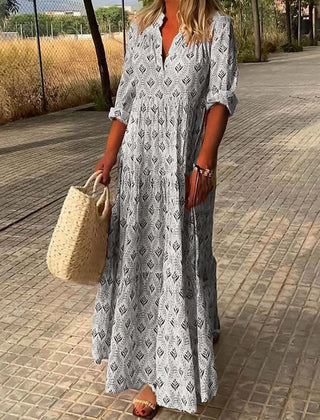 Robe boho intemporelle Louisa, détail du tissu – Valloro Paris