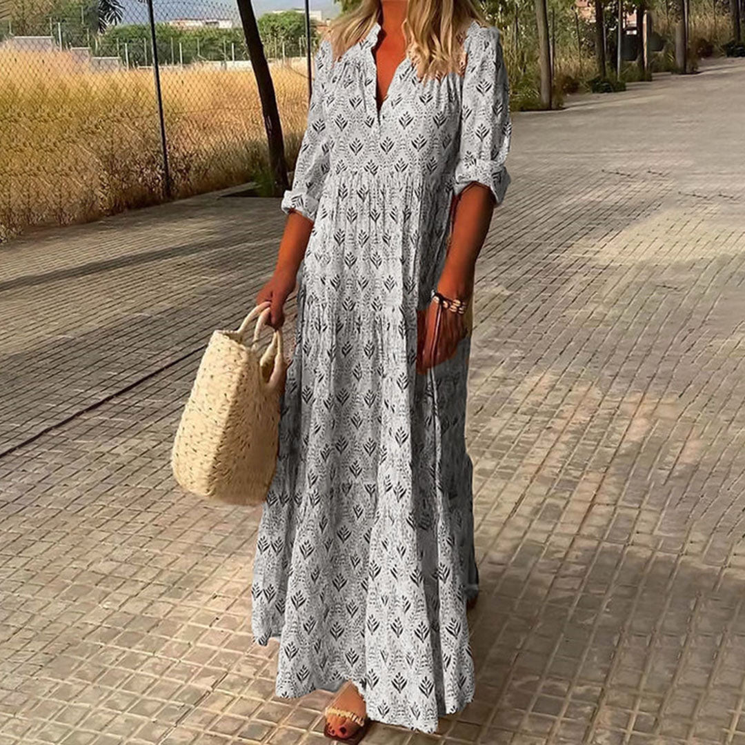 Robe boho intemporelle Louisa, détail du tissu – Valloro Paris
