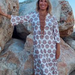 Robe d’été marron élégante Alameda, vue de dos – Valloro Paris