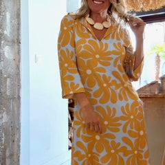 Robe d’été jaune élégante Alameda, vue de dos – Valloro Paris