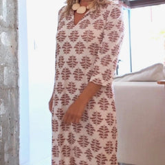 Robe d’été marron élégante Alameda, vue de profil – Valloro Paris