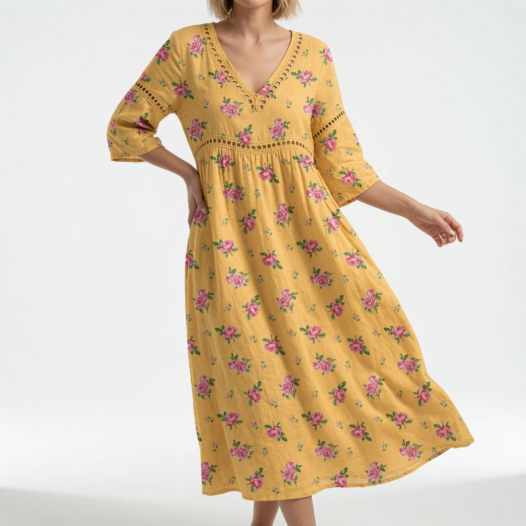 Maricella™ — Robe florale fluide élégance romantique