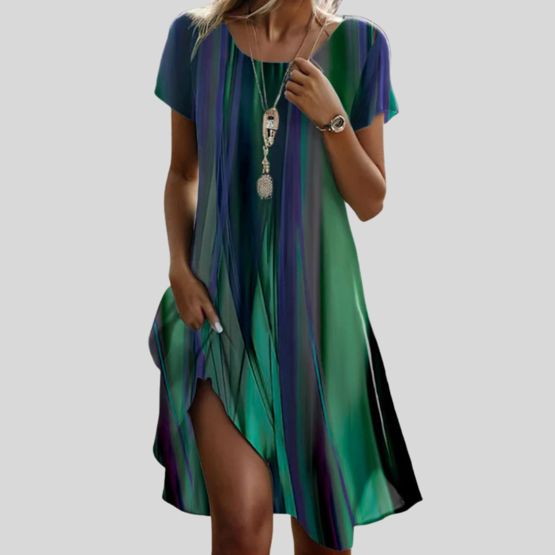 Robe gradient boho décontractée Genna, vue de face – Valloro Paris