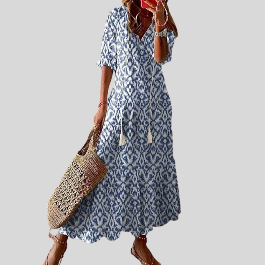 Robe boho avec couverture du ventre Michaela, vue de face – Valloro Paris