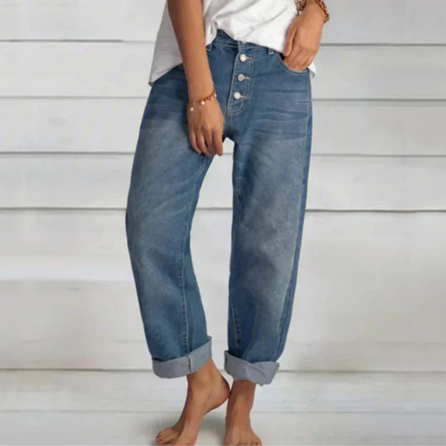 Jean boyfriend d’inspiration vintage Mila, vue de face – Valloro Paris