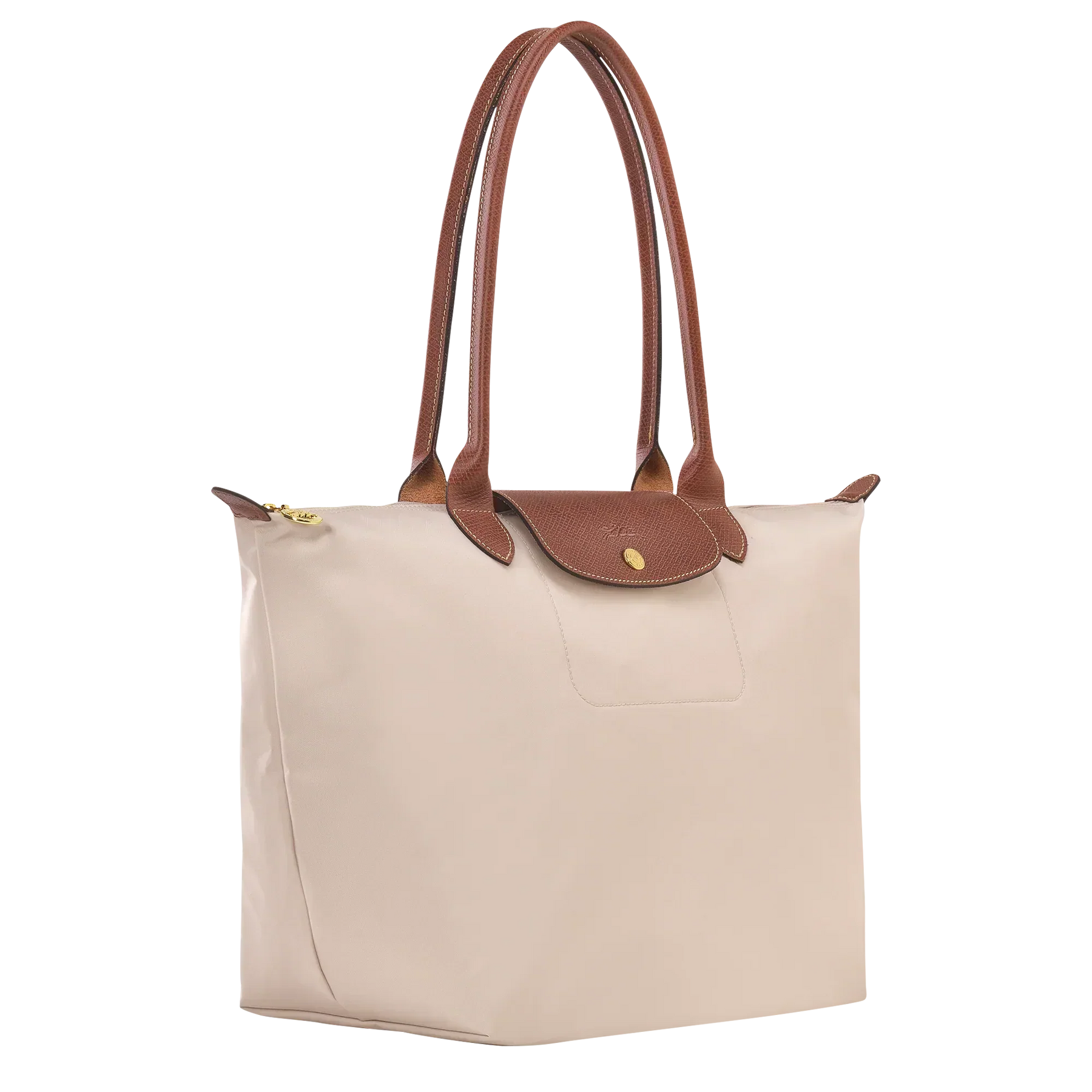 Cabas pliable en nylon à détails cuir Grand Sac Papier, vue de dos – Valloro Paris