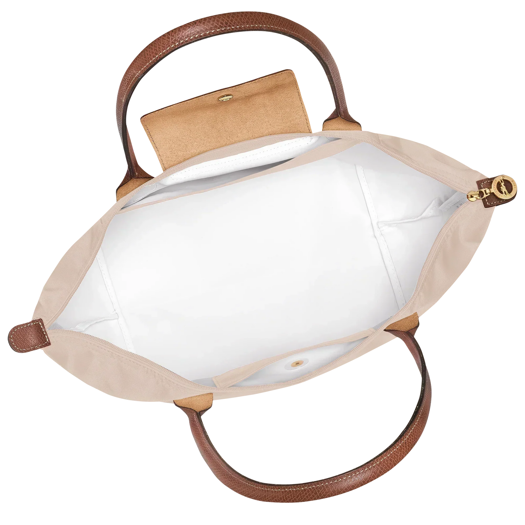 Cabas pliable en nylon à détails cuir Grand Sac Papier, détail des anses – Valloro Paris