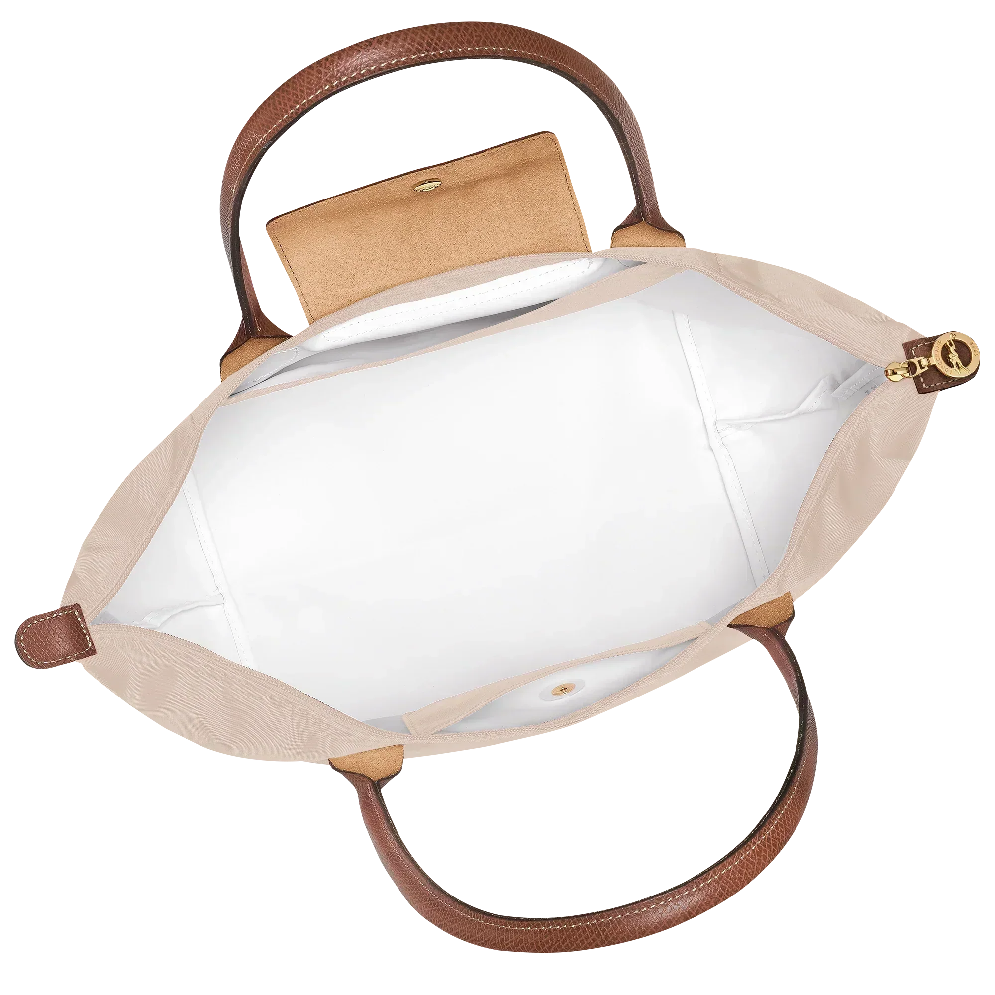Cabas pliable en nylon à détails cuir Grand Sac Papier, détail des anses – Valloro Paris