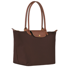 Cabas pliable en nylon à détails cuir Grand Sac Ébène, vue de dos – Valloro Paris