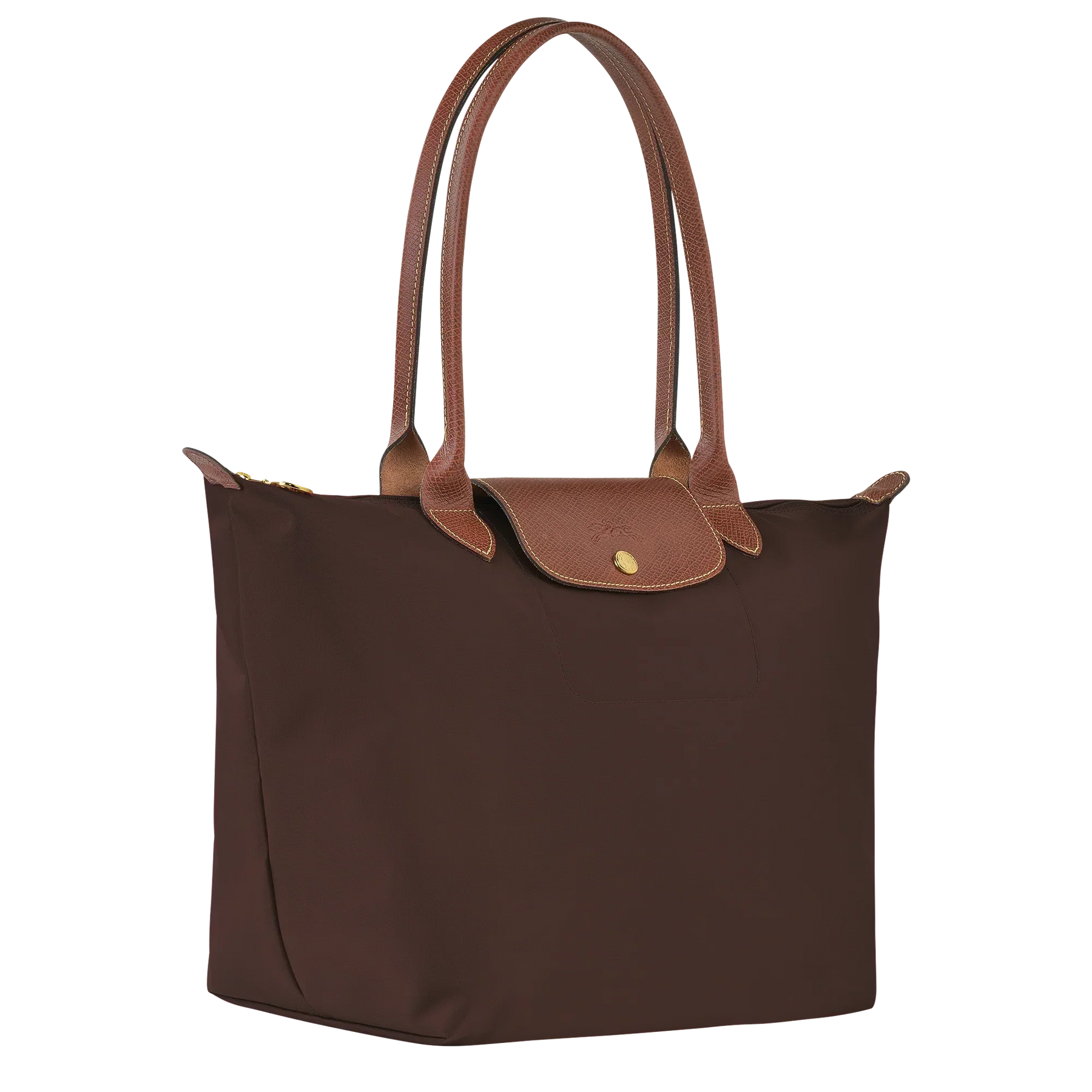 Cabas pliable en nylon à détails cuir Grand Sac Ébène, vue de dos – Valloro Paris