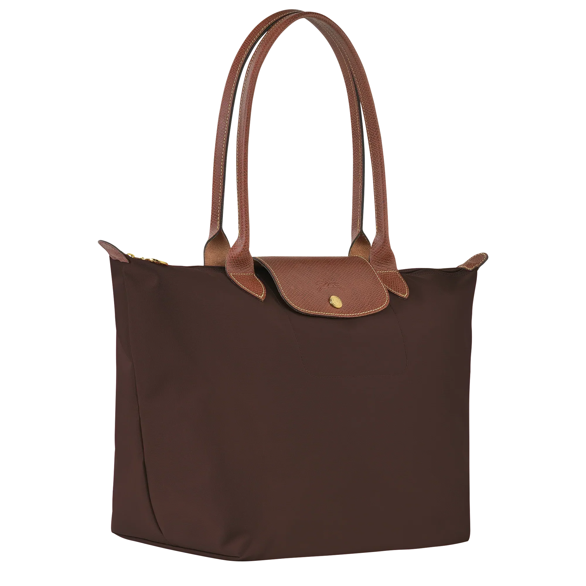 Cabas pliable en nylon à détails cuir Grand Sac Ébène, vue de dos – Valloro Paris