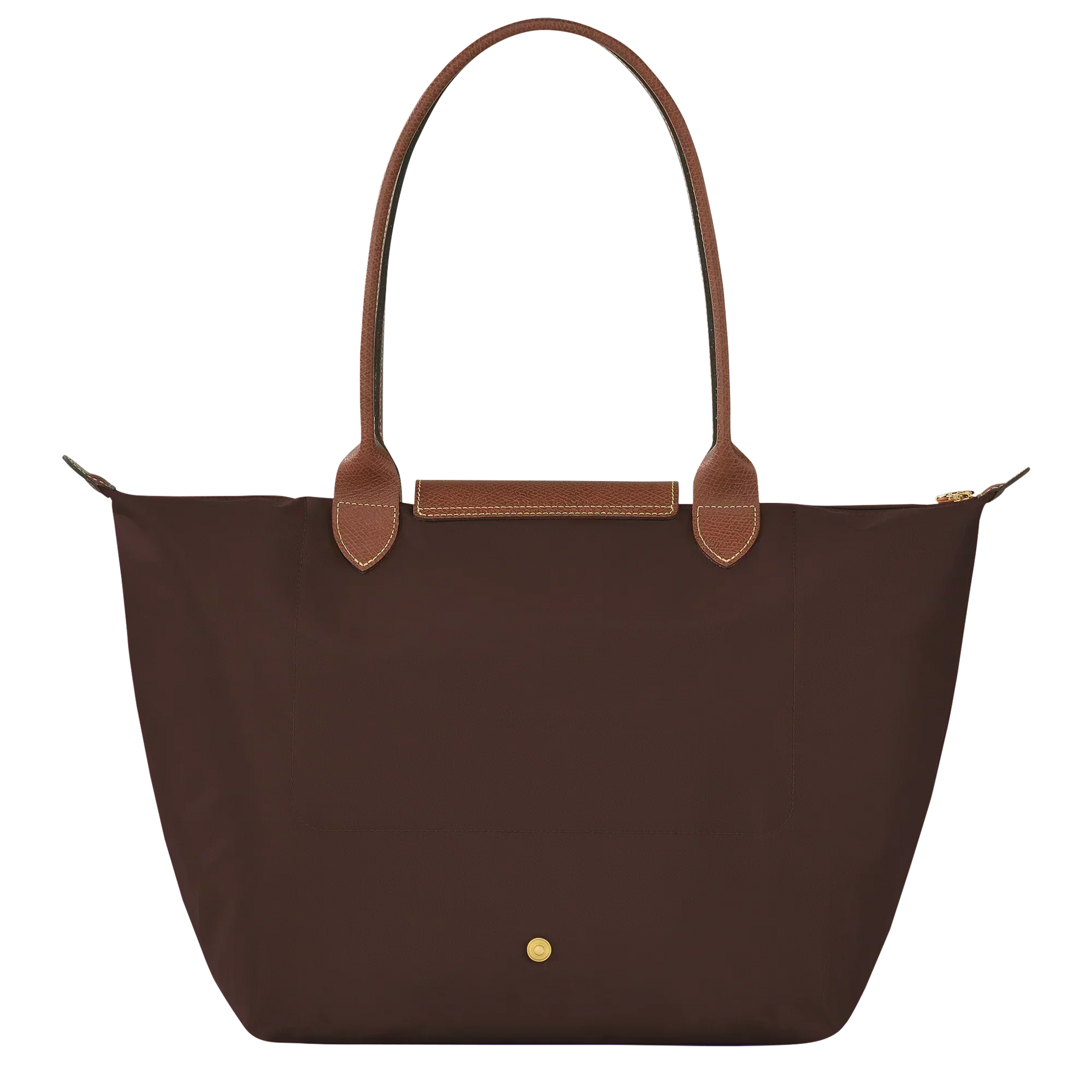 Cabas pliable en nylon à détails cuir Grand Sac Ébène, porté à l’épaule – Valloro Paris