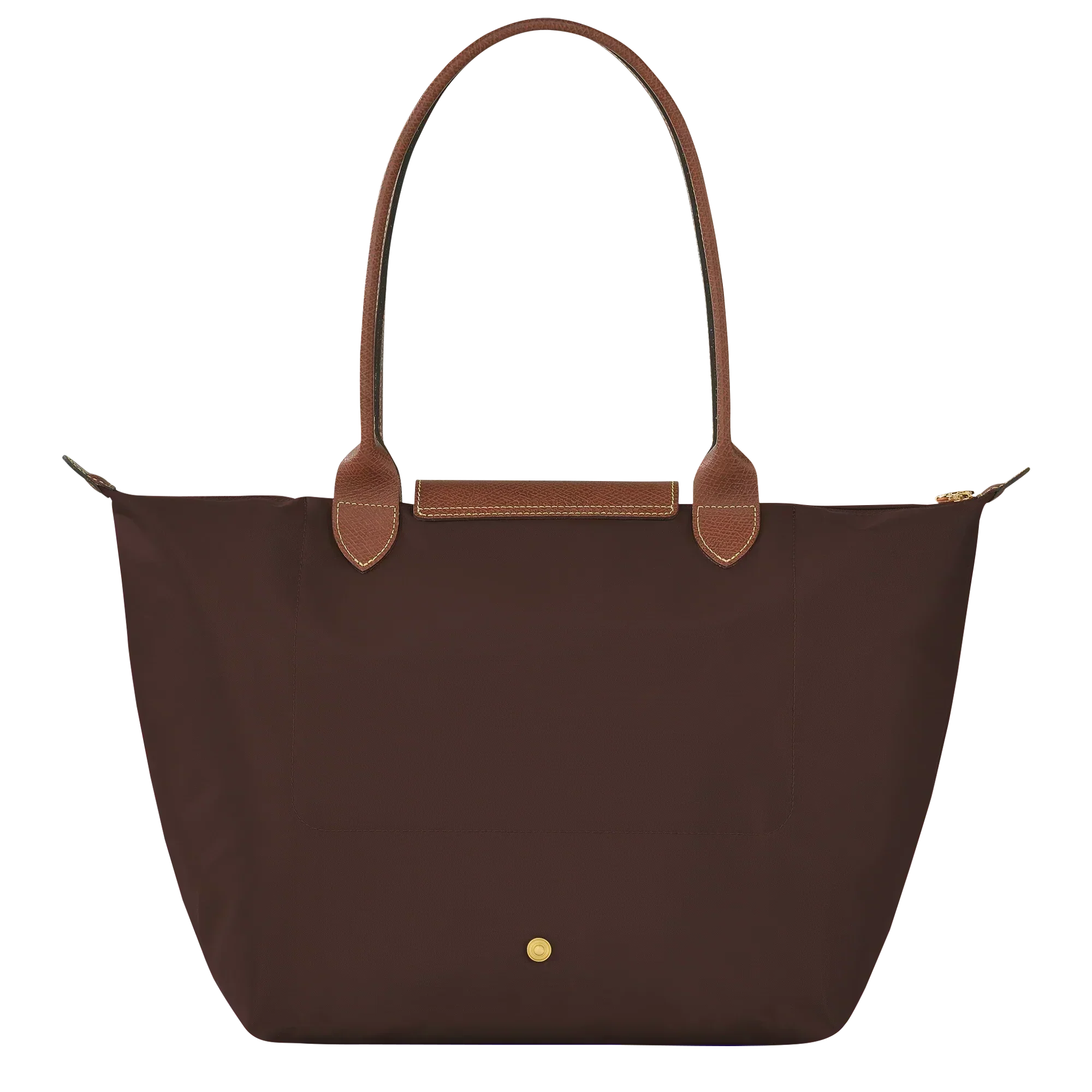 Cabas pliable en nylon à détails cuir Grand Sac Ébène, porté à l’épaule – Valloro Paris