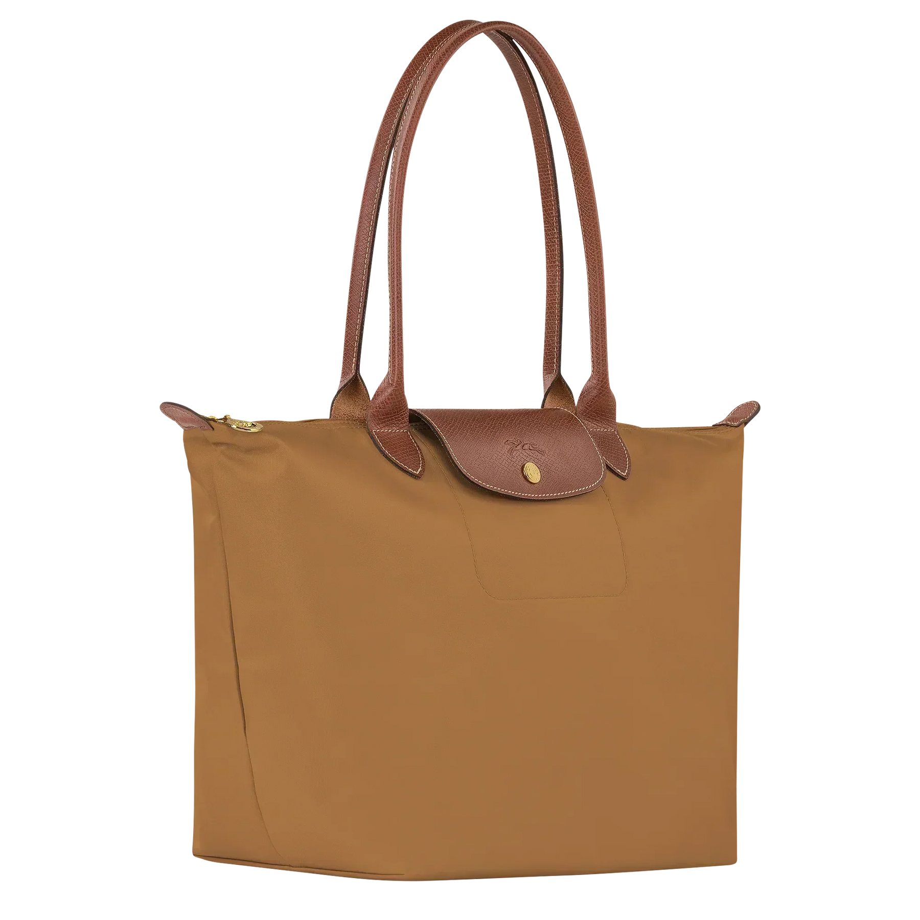 Cabas pliable en nylon à détails cuir Grand Sac Fauve, vue de dos – Valloro Paris
