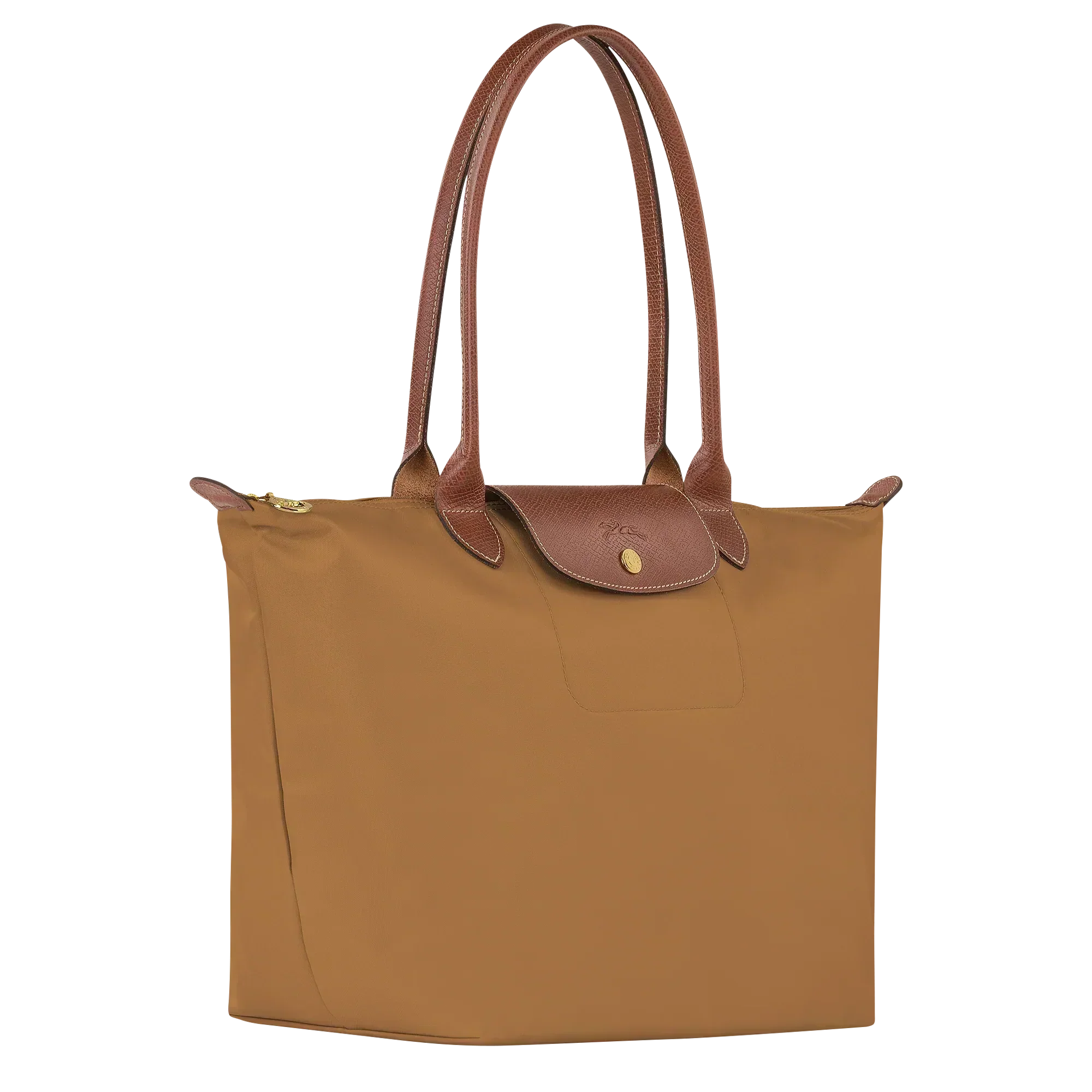 Cabas pliable en nylon à détails cuir Grand Sac Fauve, vue de dos – Valloro Paris