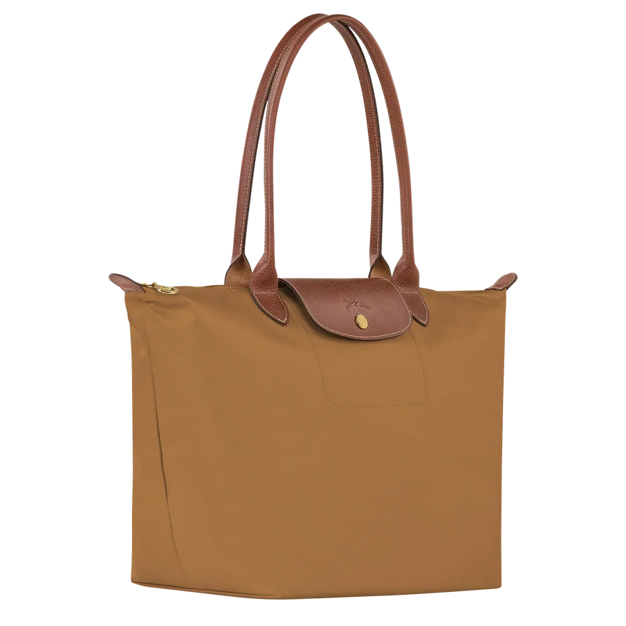 Cabas pliable en nylon à détails cuir Grand Sac Fauve, vue de dos – Valloro Paris