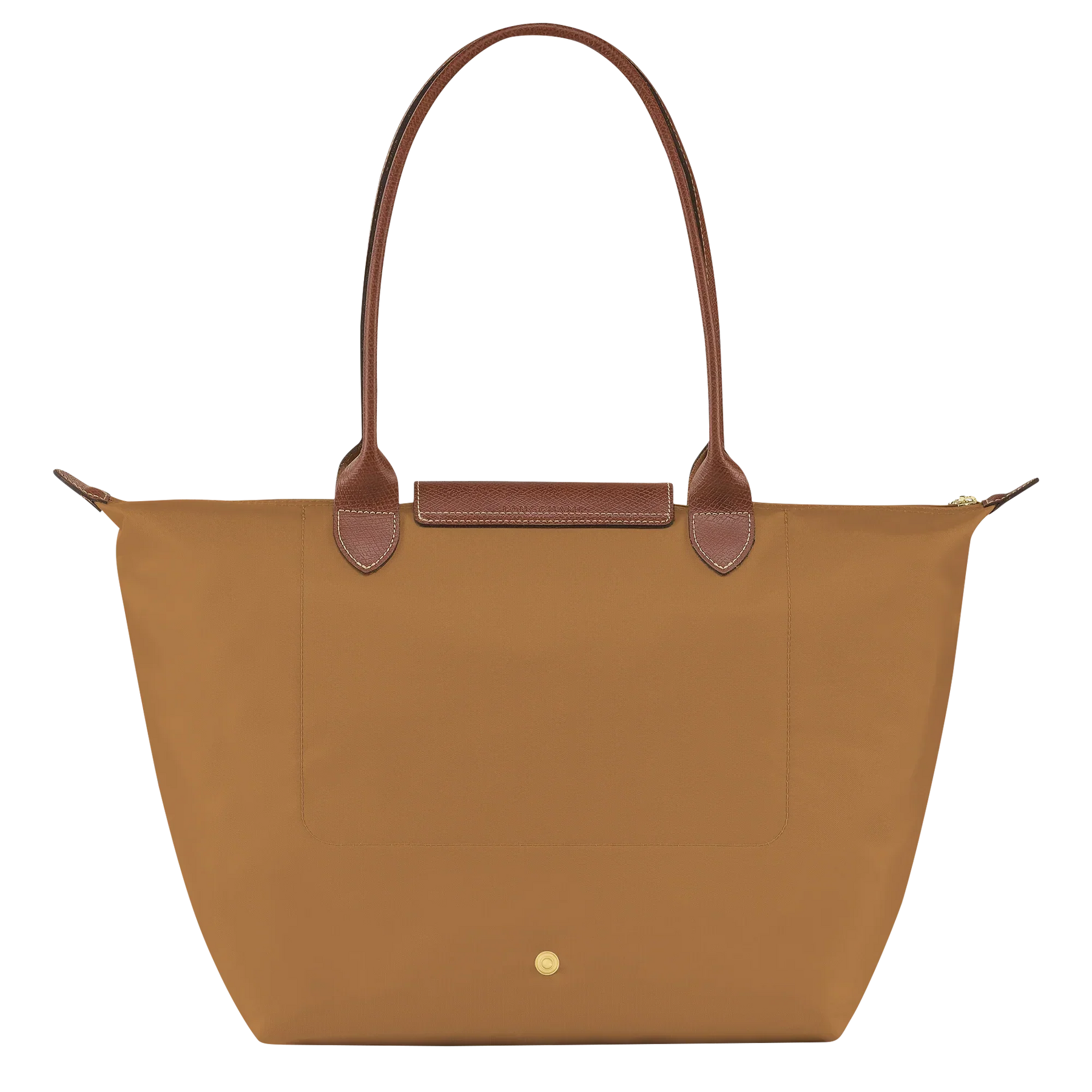 Cabas pliable en nylon à détails cuir Grand Sac Fauve, porté à l’épaule – Valloro Paris