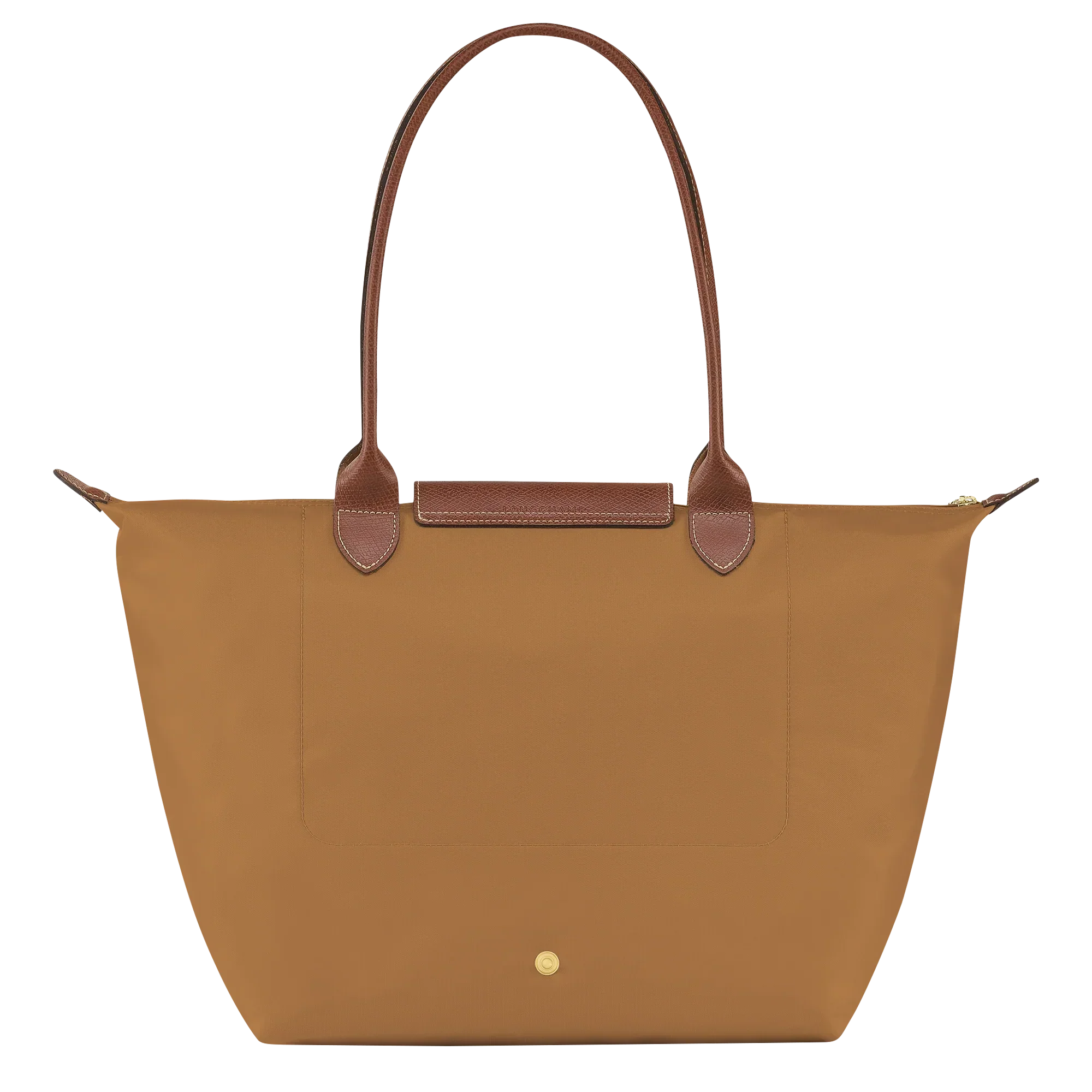 Cabas pliable en nylon à détails cuir Grand Sac Fauve, porté à l’épaule – Valloro Paris