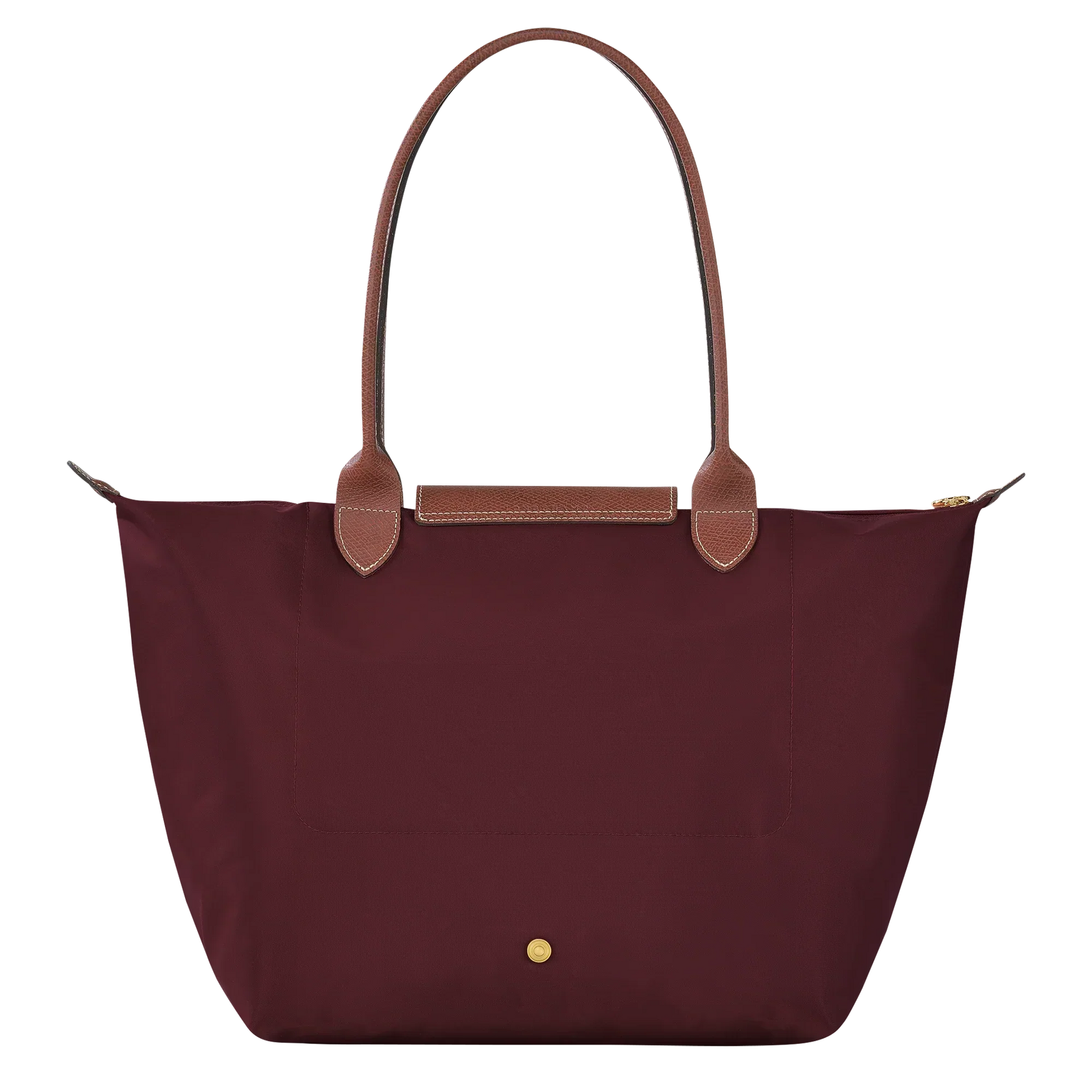 Cabas pliable en nylon à détails cuir Grand Sac Bordeaux, porté à l’épaule – Valloro Paris