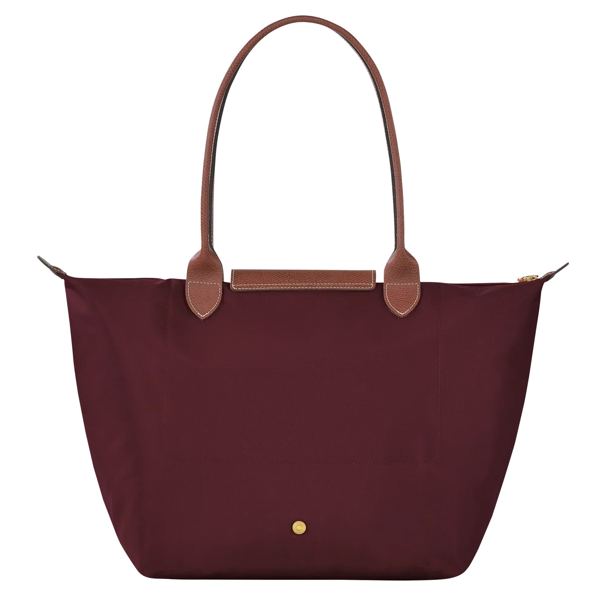 Cabas pliable en nylon à détails cuir Grand Sac Bordeaux, porté à l’épaule – Valloro Paris