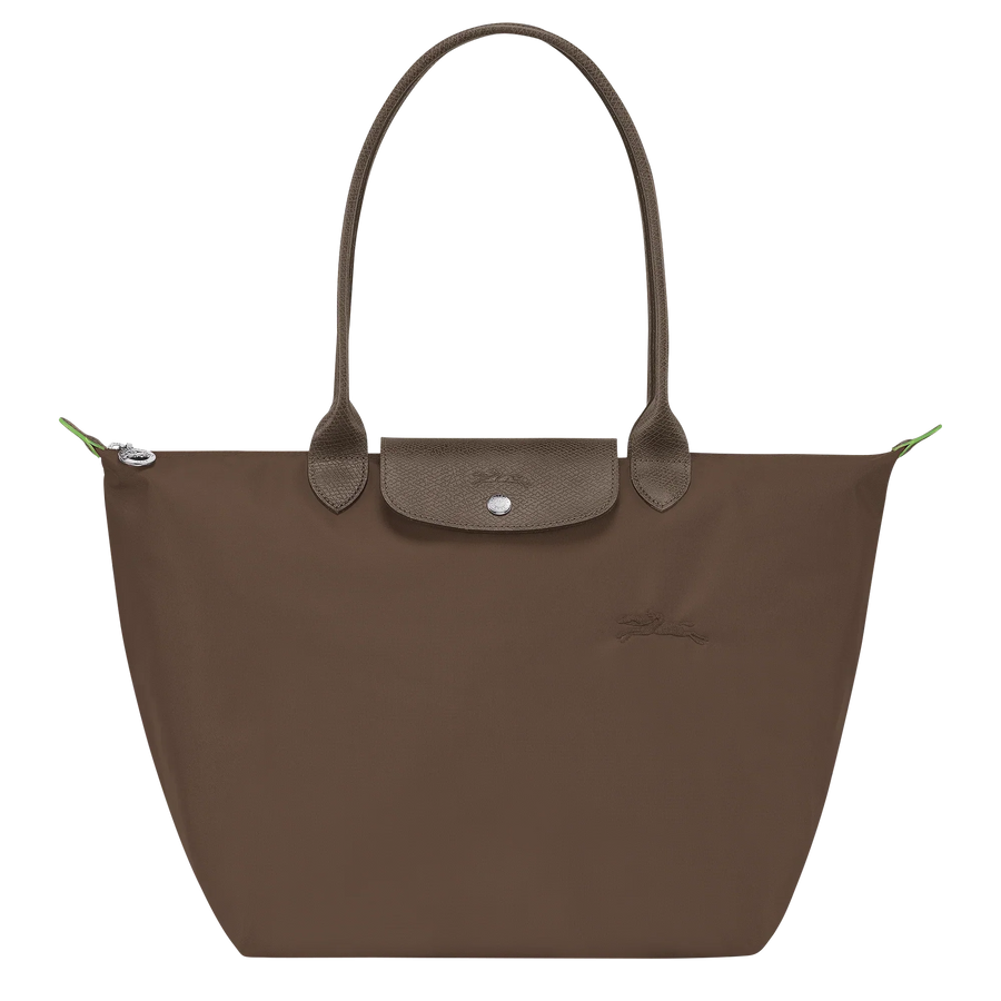 Cabas pliable en nylon à détails cuir Grand Sac Terra, vue de face – Valloro Paris