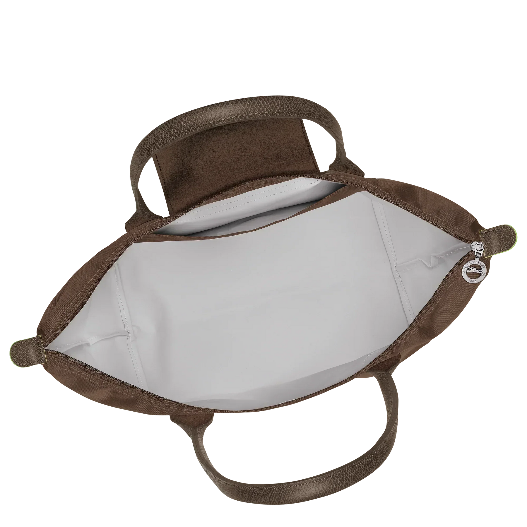 Cabas pliable en nylon à détails cuir Grand Sac Terra, détail des anses – Valloro Paris