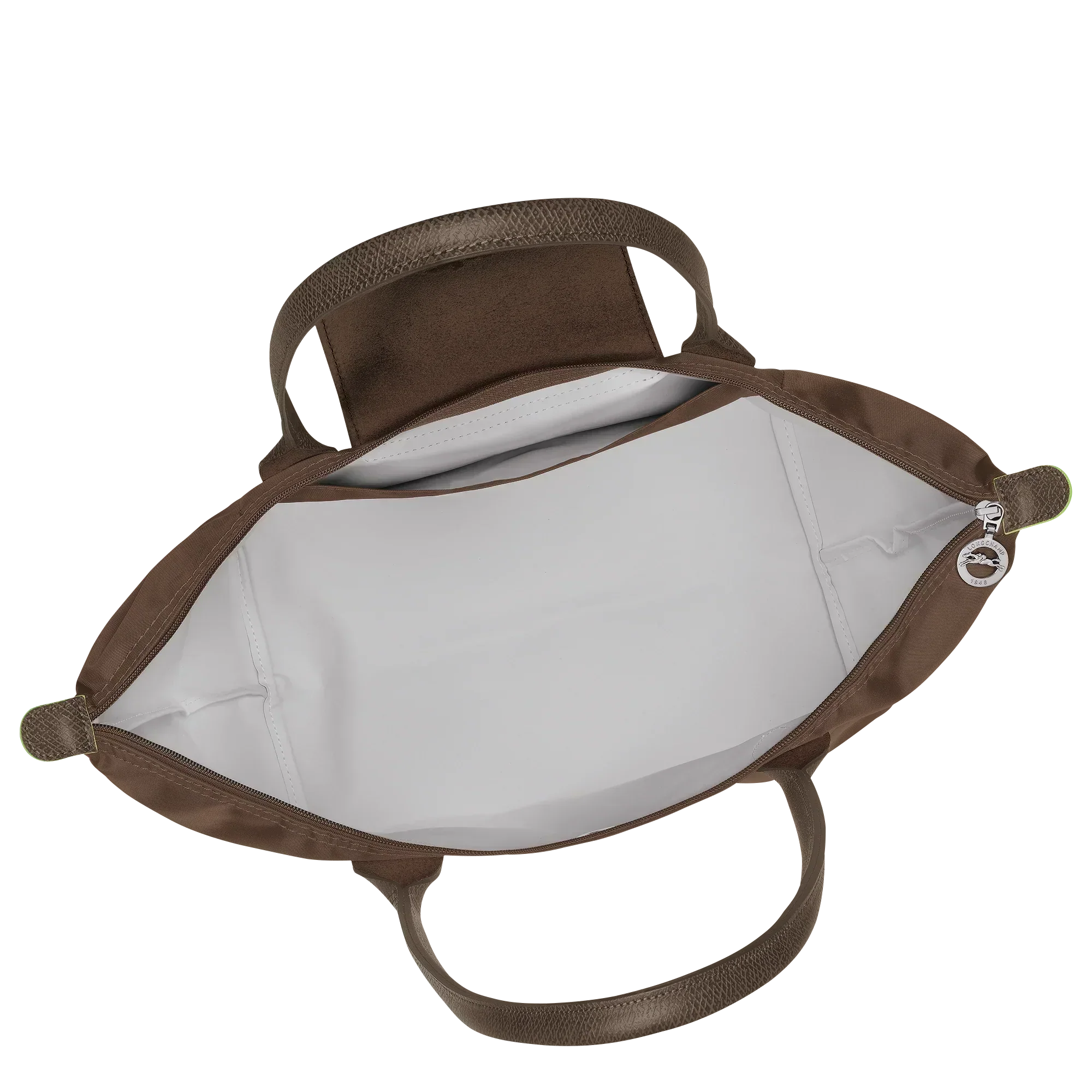 Cabas pliable en nylon à détails cuir Grand Sac Terra, détail des anses – Valloro Paris